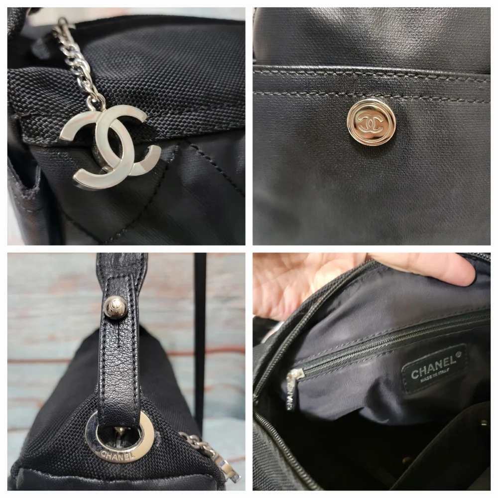 🟢Final Price!! RARE Authentic Chanel Paris Biarritz Canvass CC Shoulder Bag